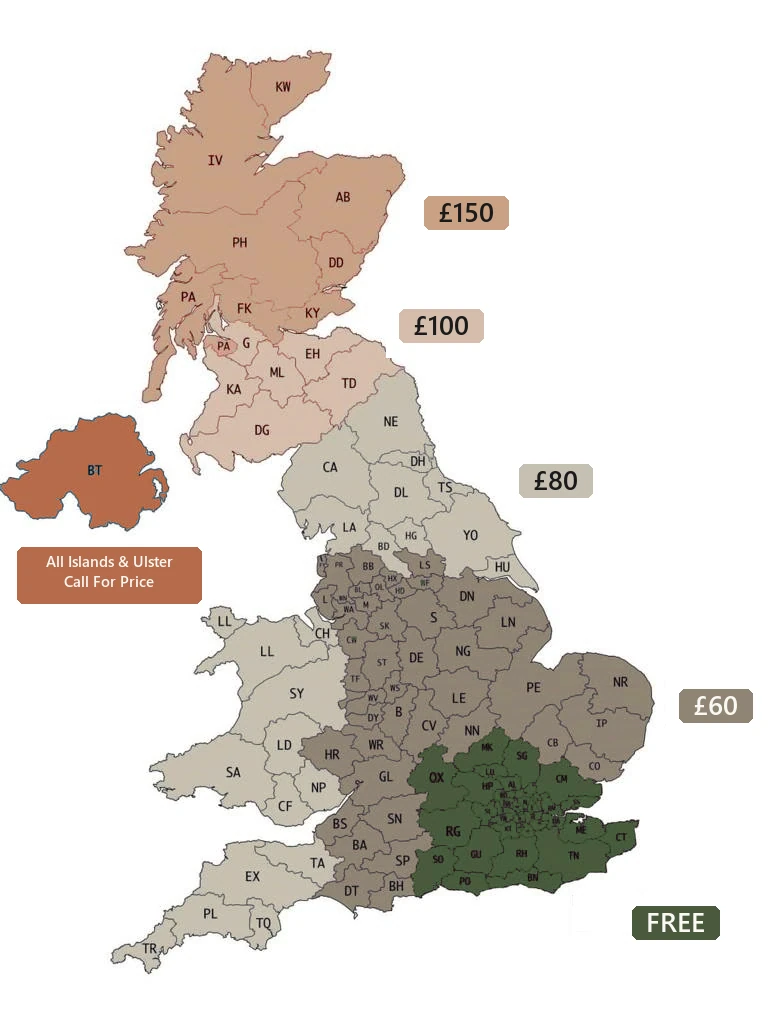 Furniture Story delivery zones across the UK