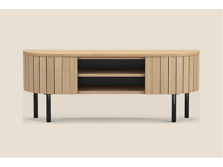 Mila TV Unit Open Shelves Small Sandy Oak