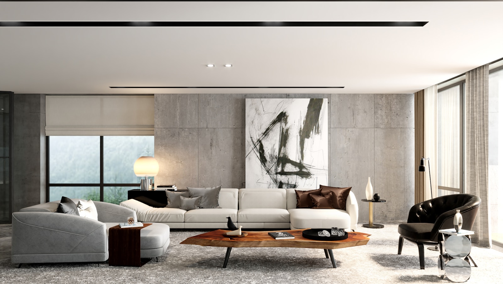A made-to-order sofa in a calm, light-filled living room