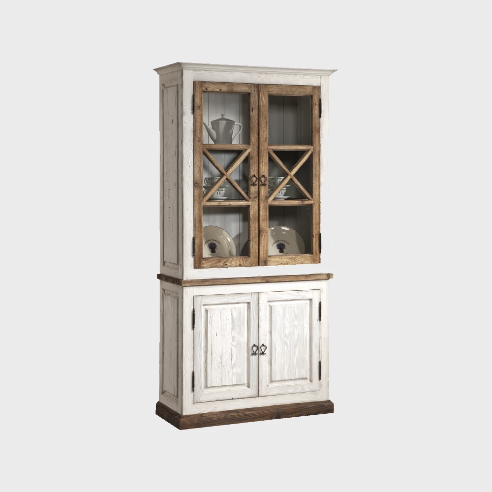 Provance Display Cabinet 2 Door White Aged