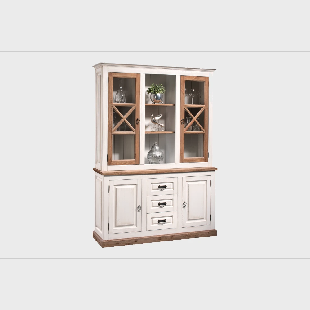 Provance Display Cabinet  3 Door White Aged