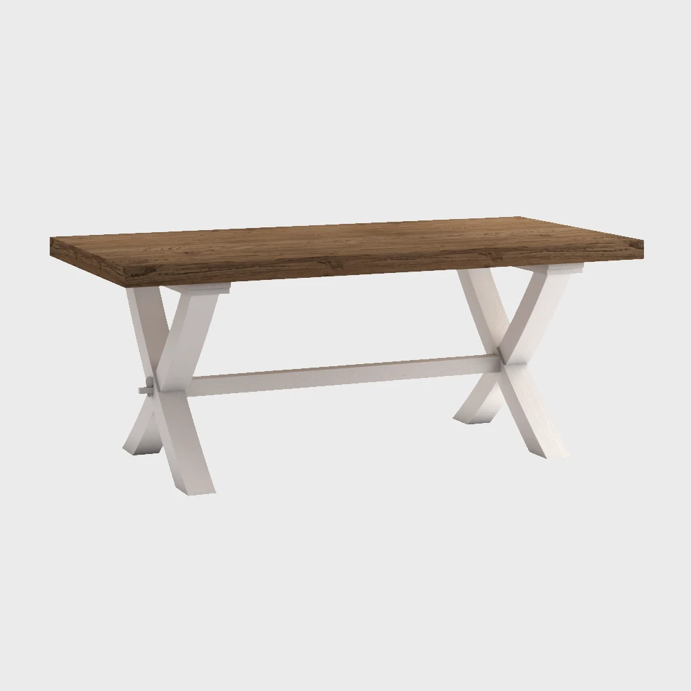 Provance Big Table Rectangular Natural Wood / White Aged