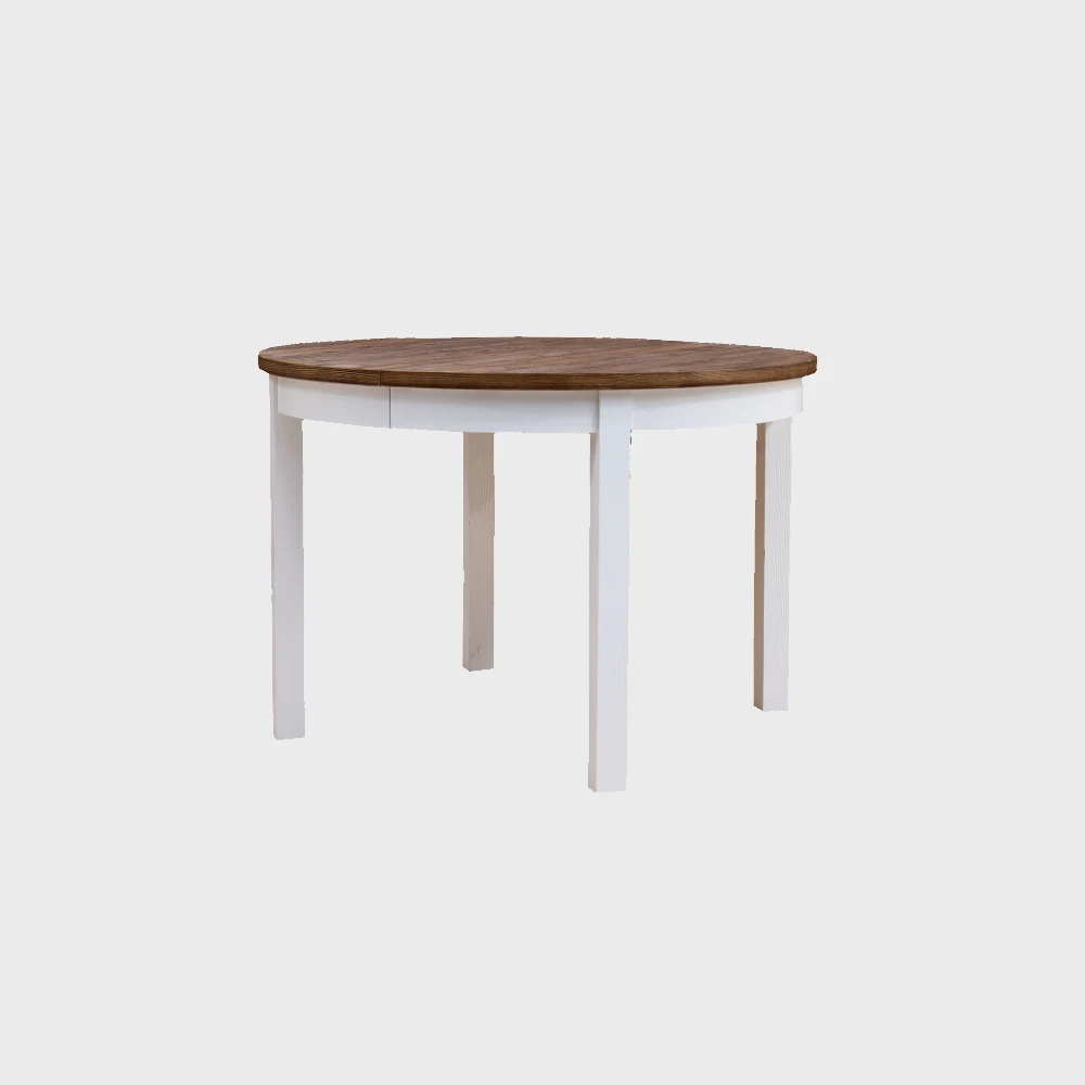 Provance Table Round 4 Legs Natural Wood / White Aged
