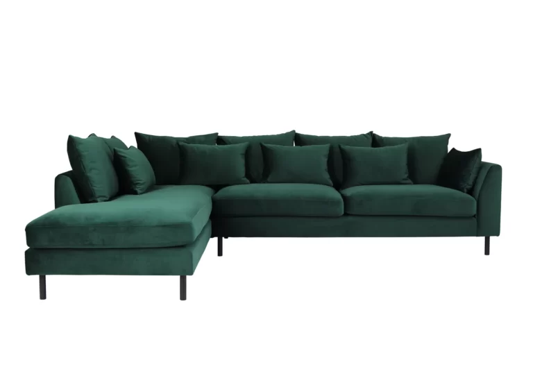 Comfy Corner Sofa Left Plush Bottle Green