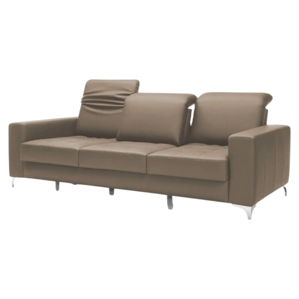 Barcelona 3 Seater Sofa Block Armrests Brown Leather SKH 10