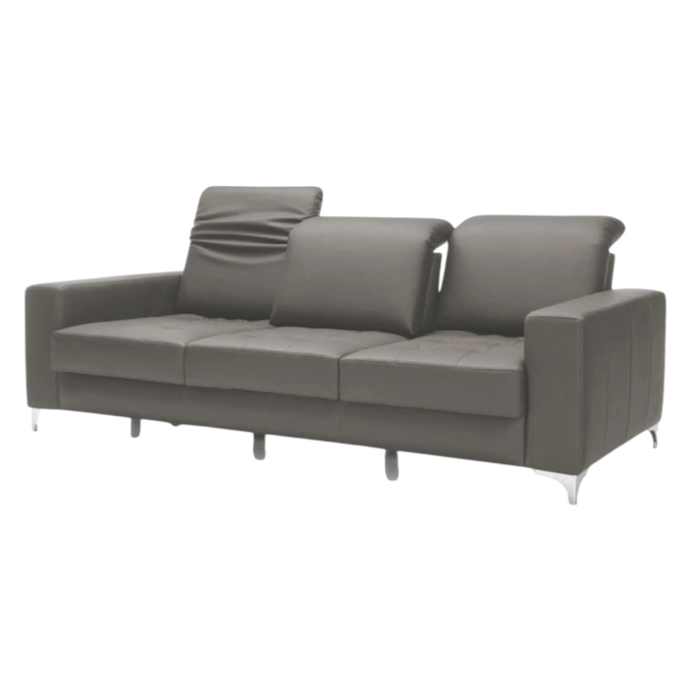 Barcelona 3 Seater Sofa Block Armrests Brown Leather SKT 26