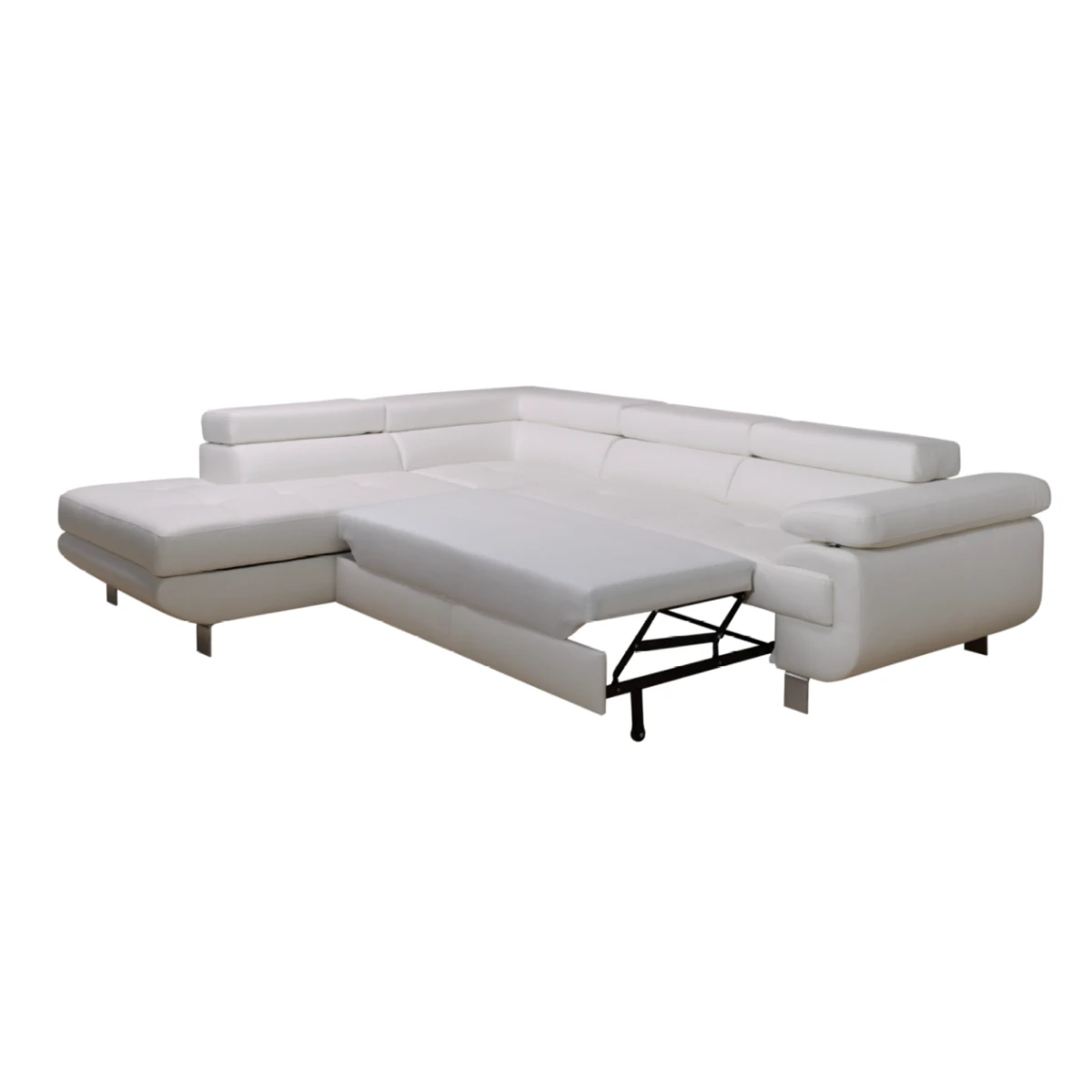 Lotos Corner Sofa Bed Left White Leather Vienna 01 Furniture Story