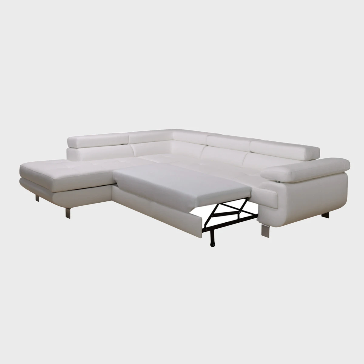 Lotos Corner Sofa Bed Left White Leather Vienna 01