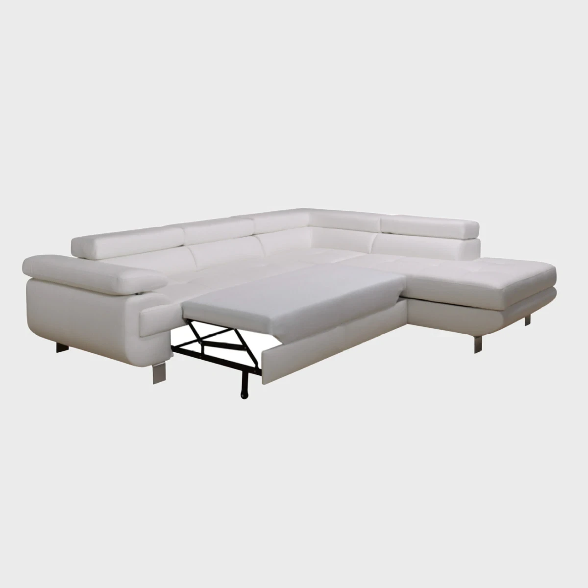 Lotos Corner Sofa Bed Right White Leather Vienna 01