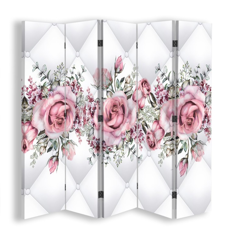 Room divider Double-sided, Roses on quilted texture