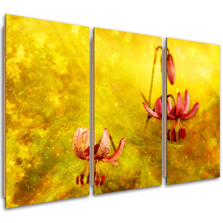 Three piece picture deco panel, Withered tulips flowers