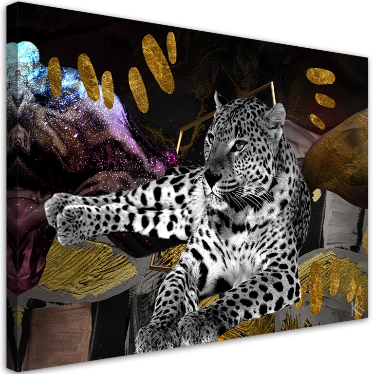 Canvas print, Leopard on abstract background