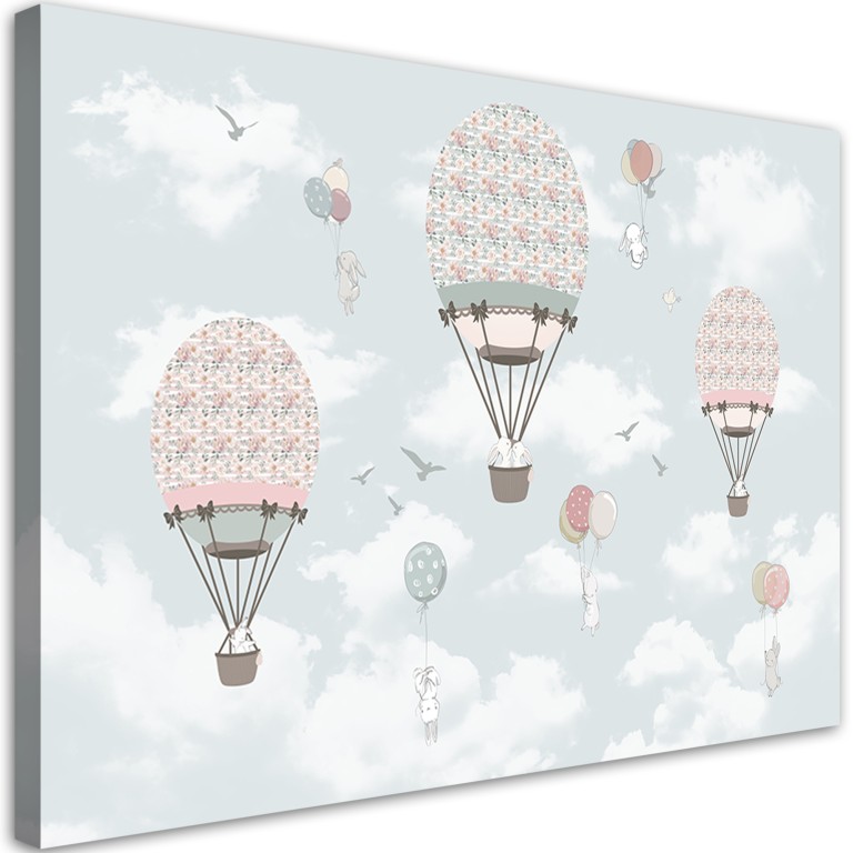 Canvas print, Colourful animals balloon flight