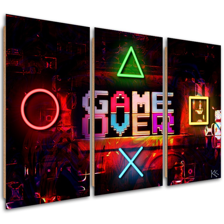 Three piece picture deco panel, Game Over for the gamer