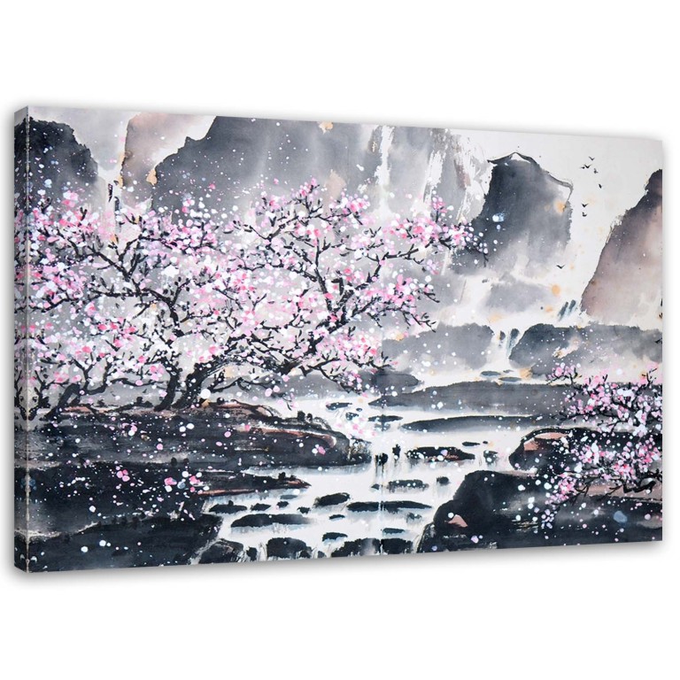 Canvas print, Japanese Landscape Watercolour