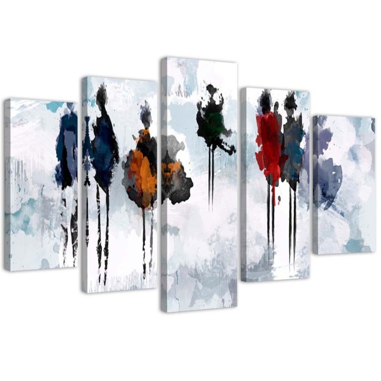 Five piece picture canvas print, Abstract Women Painting