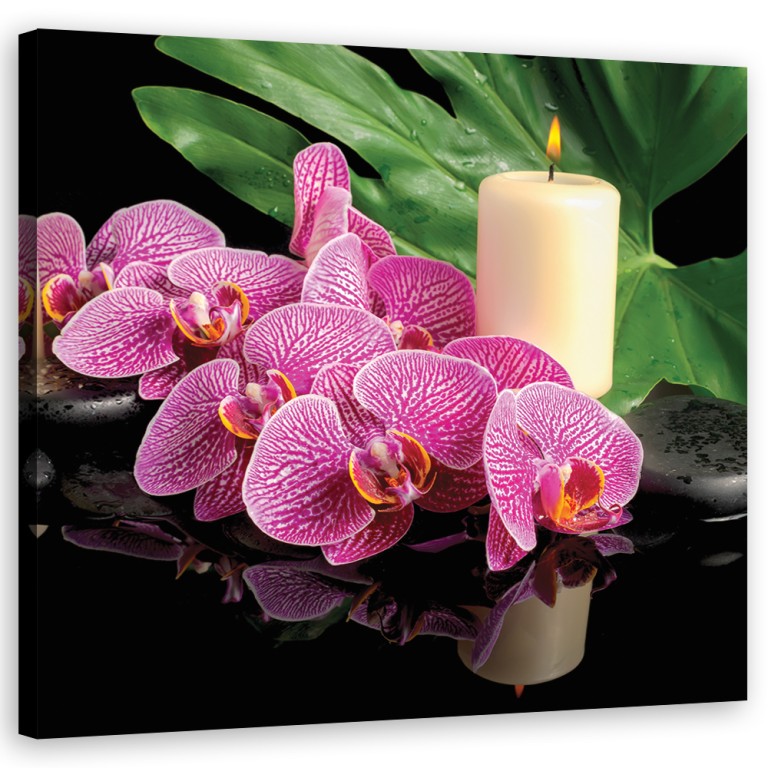 Canvas print, Pink Orchid Candles