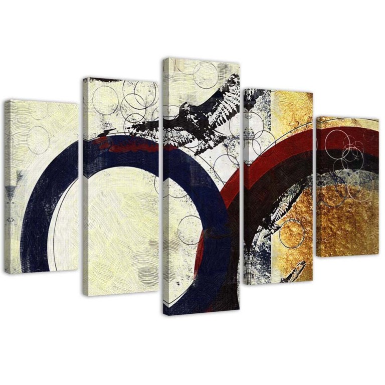 Five piece picture canvas print, Abstract coloured circle