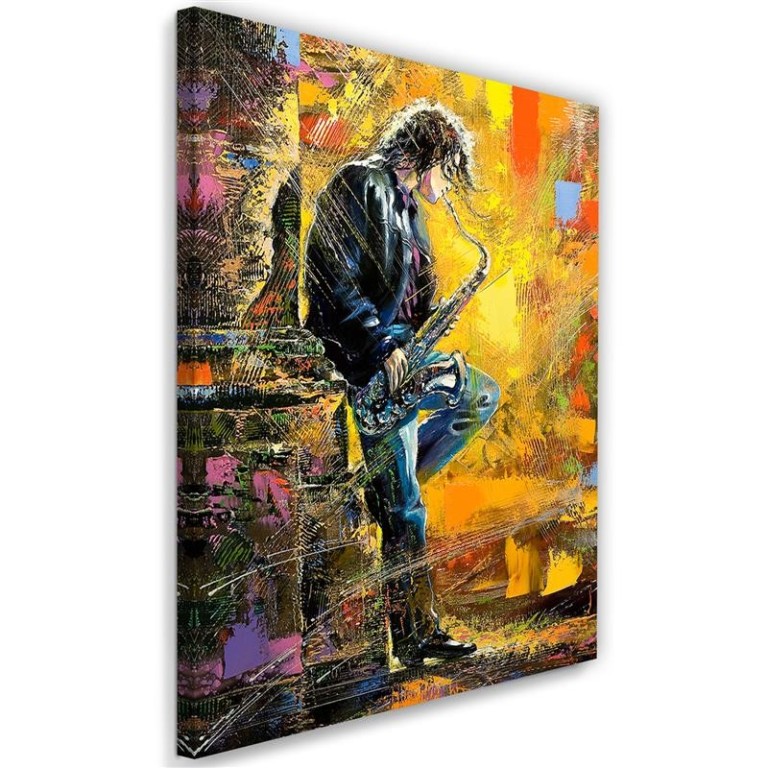 Canvas print, Musician with Saxophone Multicoloured