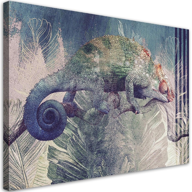 Canvas print, Chameleon on a branch