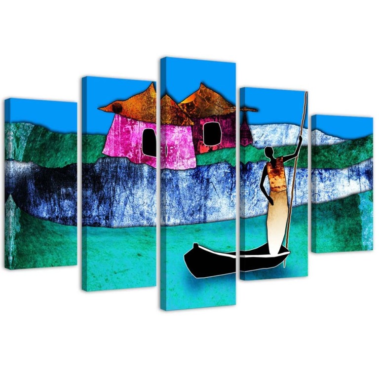 Five piece picture canvas print, Colourful Africa Nature