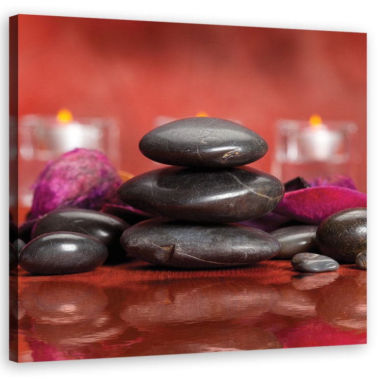 Canvas print, Zen stones on a red background