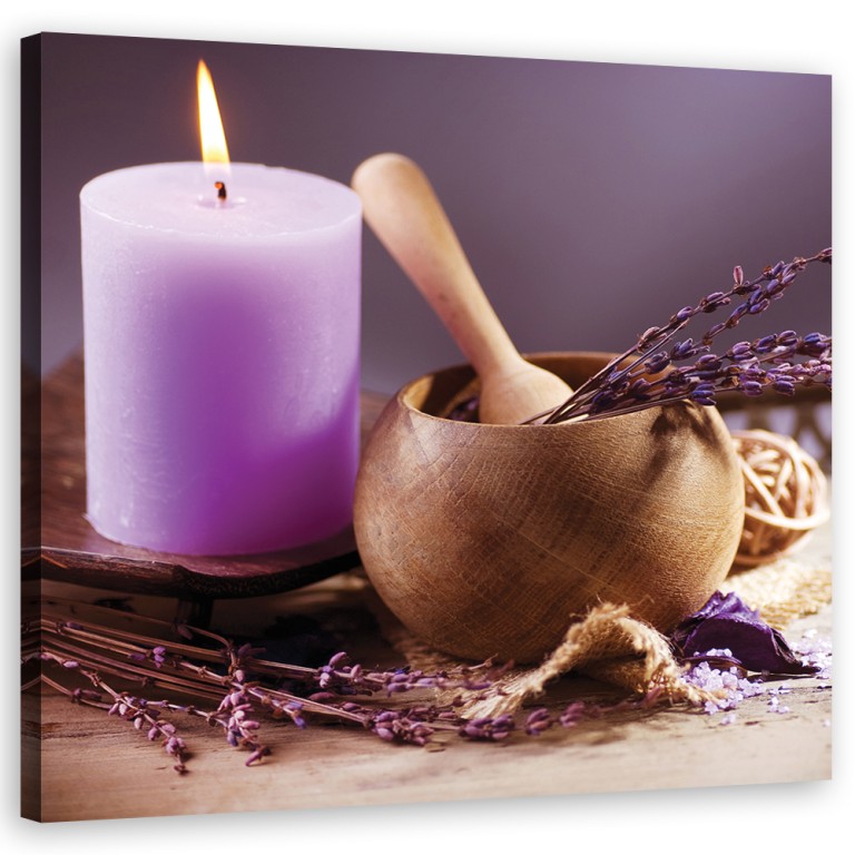 Canvas print, Lavender spa candle