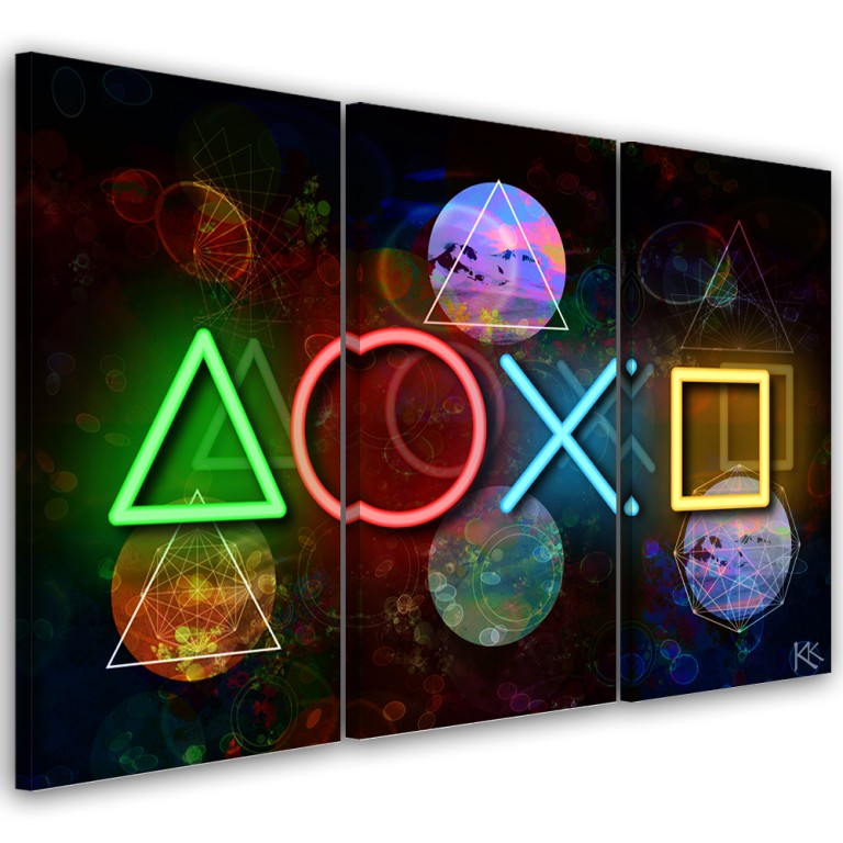 Three piece picture canvas print, Game Console