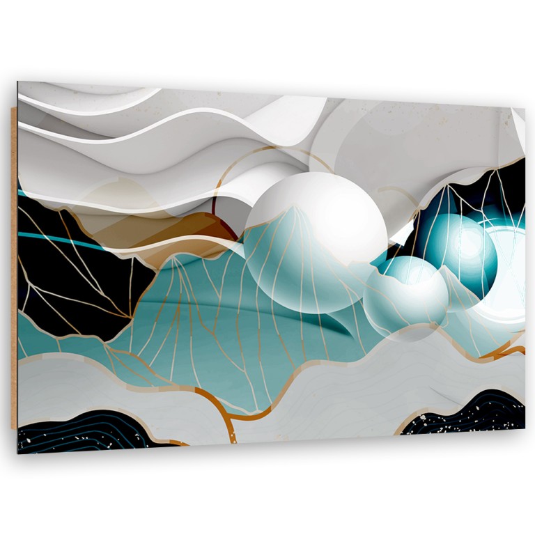 Deco panel print, Turquoise abstract with balls 3D