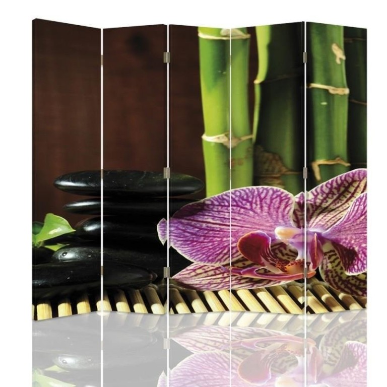 Room divider Double-sided, Zen with pink orchid