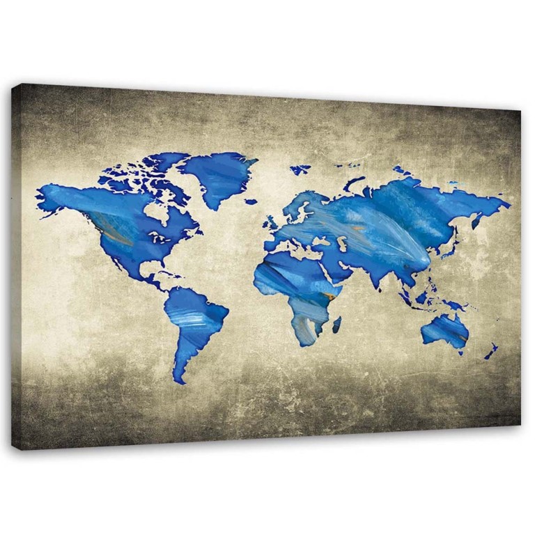 Canvas print, World Map Blue