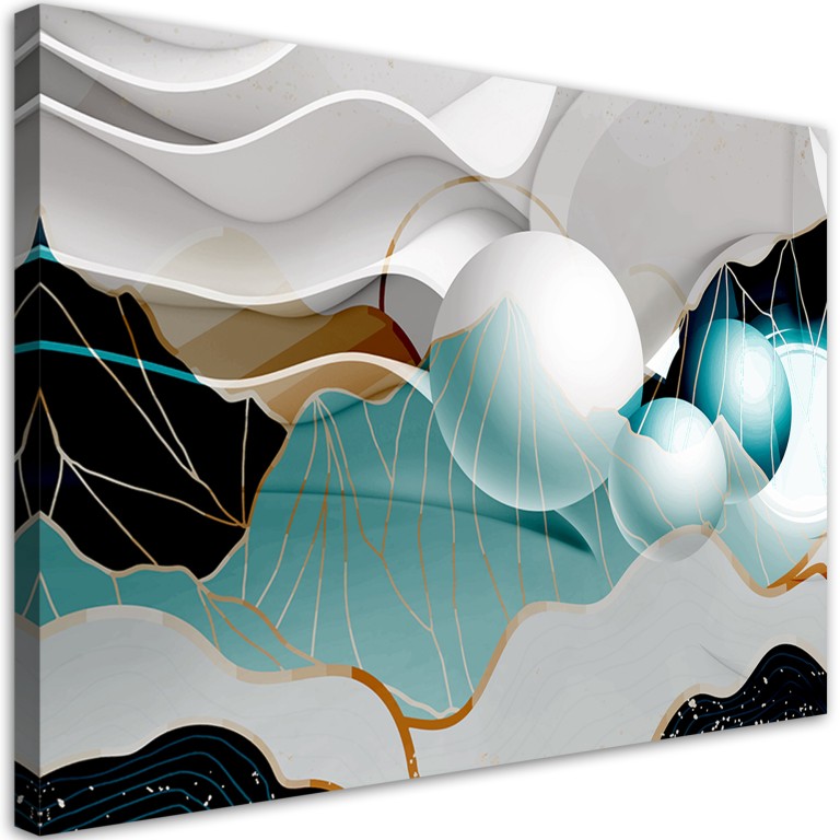 Canvas print, Turquoise abstract with balls 3D