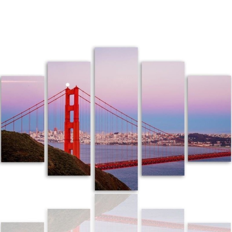 Five piece picture canvas print, Golden Gate Bridge