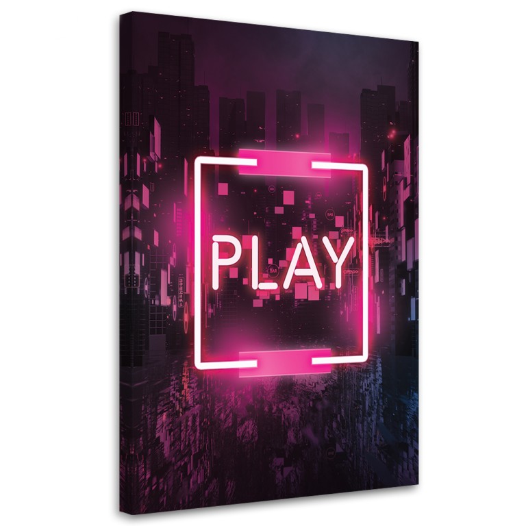 Canvas print, Pink writing PLAY for gamers