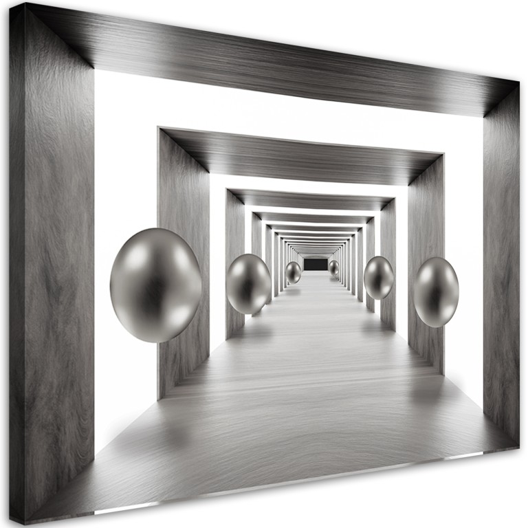 Canvas print, Tunnel silver balls 3D