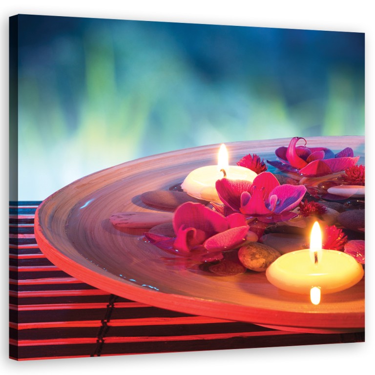 Canvas print, Floating flowers and zen stones