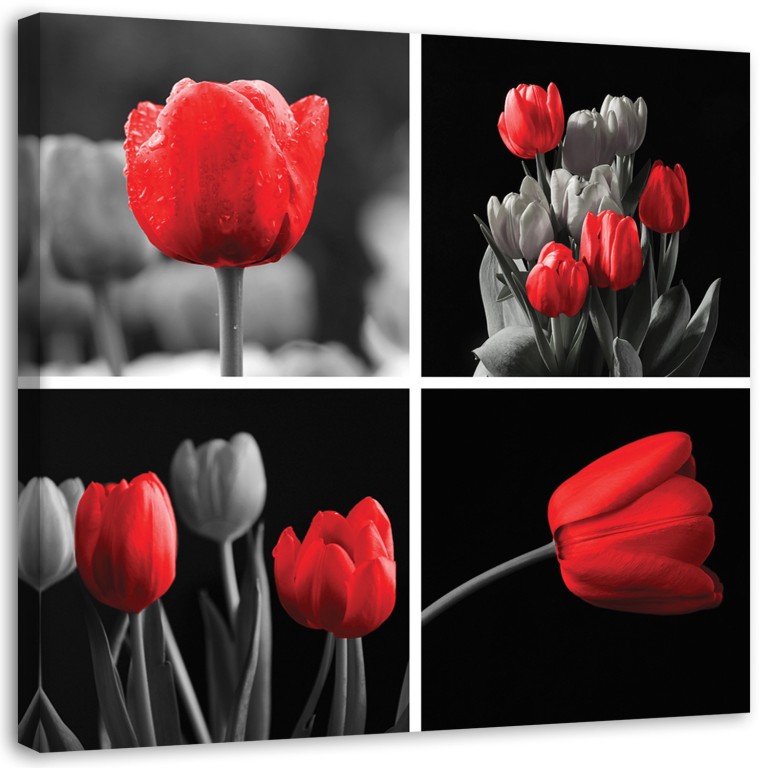 Canvas print, Red Tulips Set