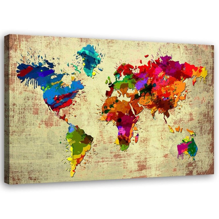 Canvas print, World Map Multicoloured