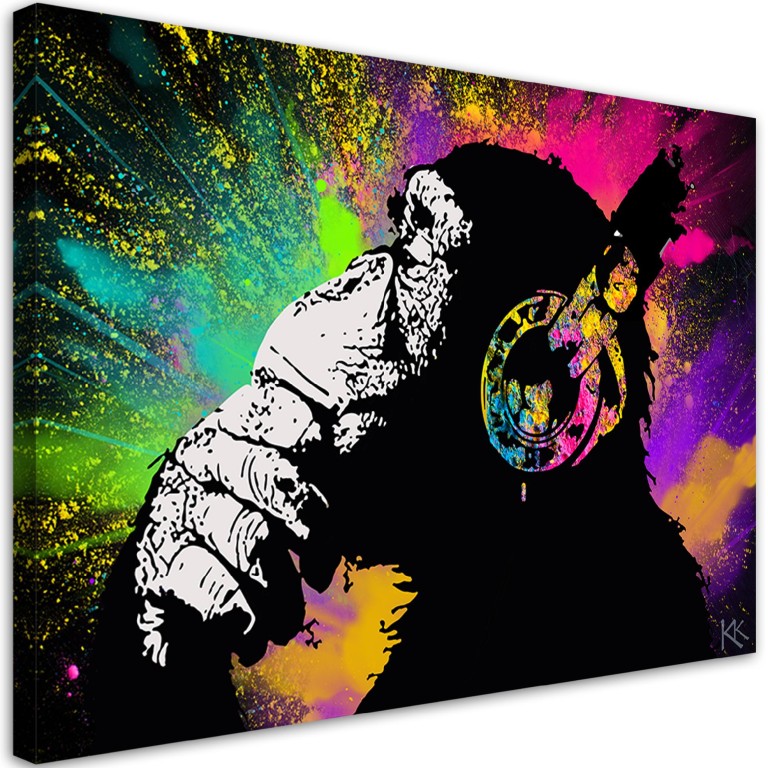 Canvas print, Banksy colourful monkey