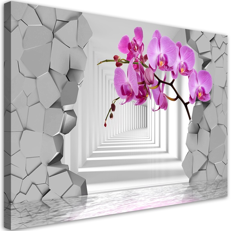 Canvas print, Orchid on abstract background 3D