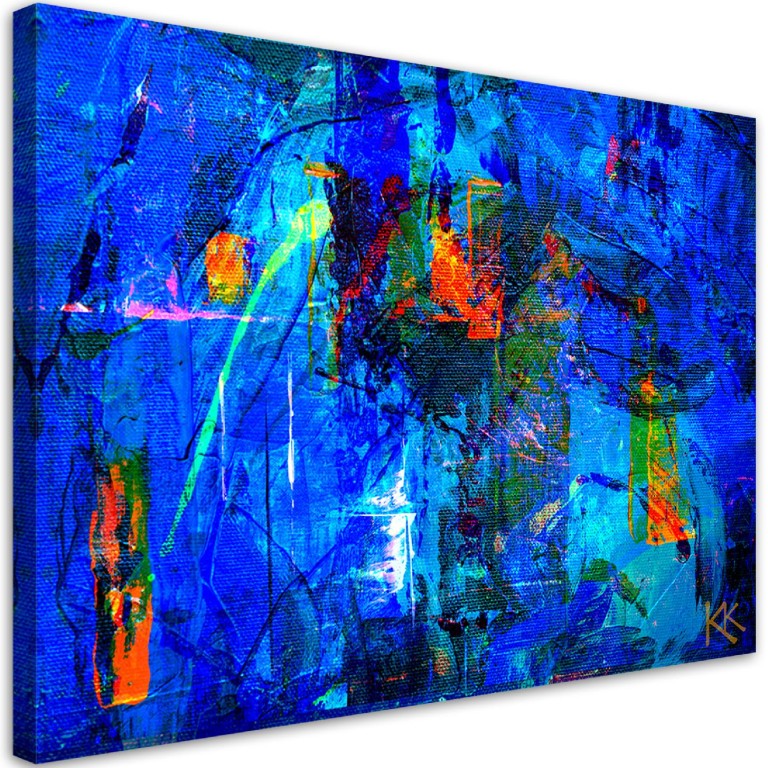 Canvas print, Blue abstract hand painted