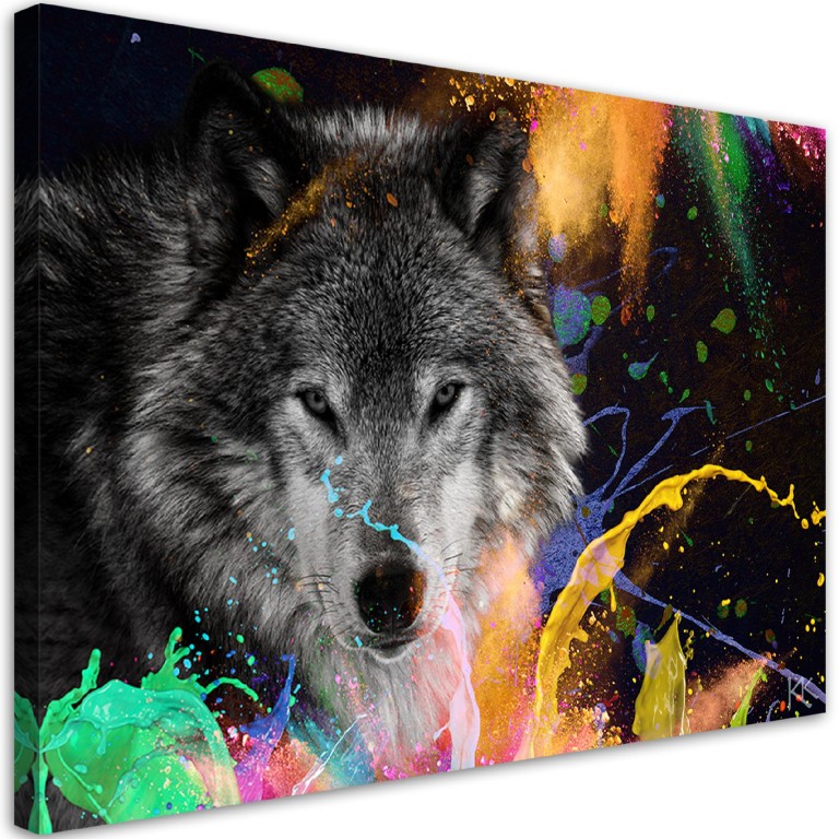 Canvas print, Wolf on a colourful background