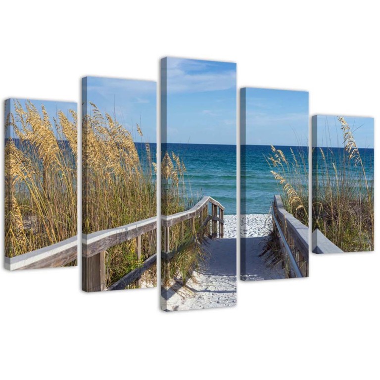 Five piece picture canvas print, Sea Beach Nature