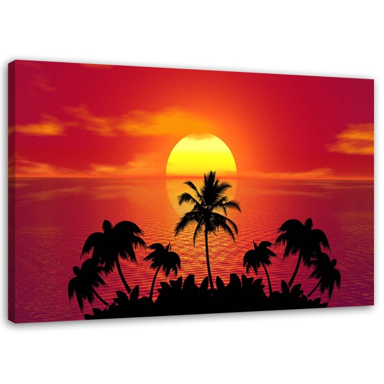 Canvas print, Tropical palm trees at sunset