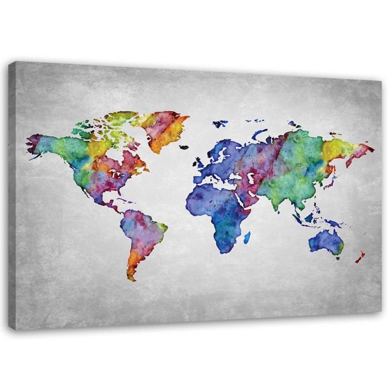 Canvas print, World Map Watercolour