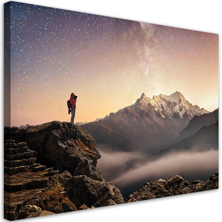 Canvas print, Mountain Climbing Stars Sky