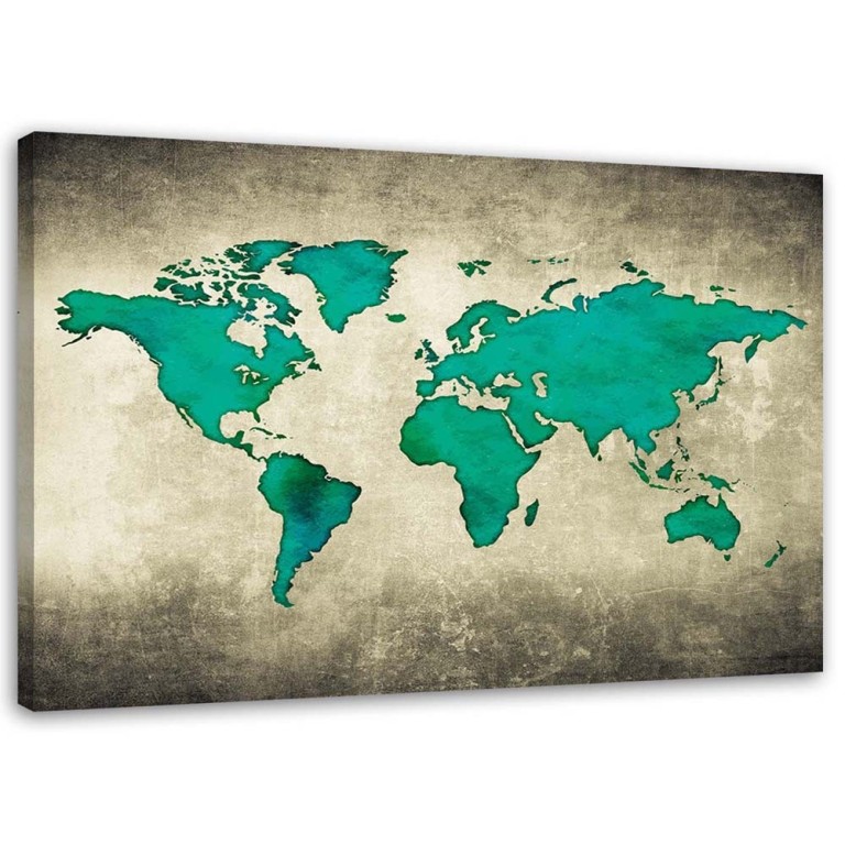 Canvas print, World Map Green