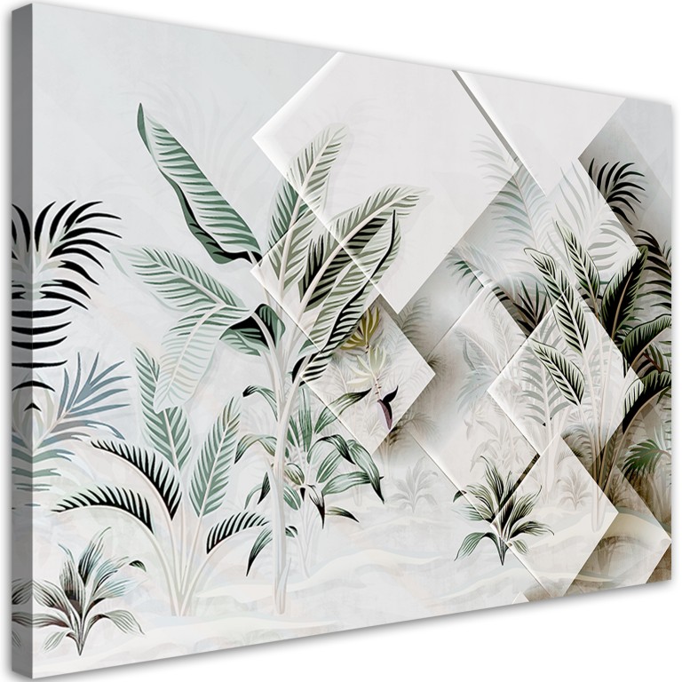 Canvas print, Green leaves 3D