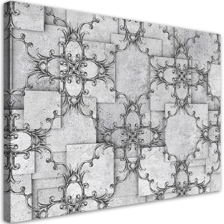 Canvas print, Oriental pattern on gray background