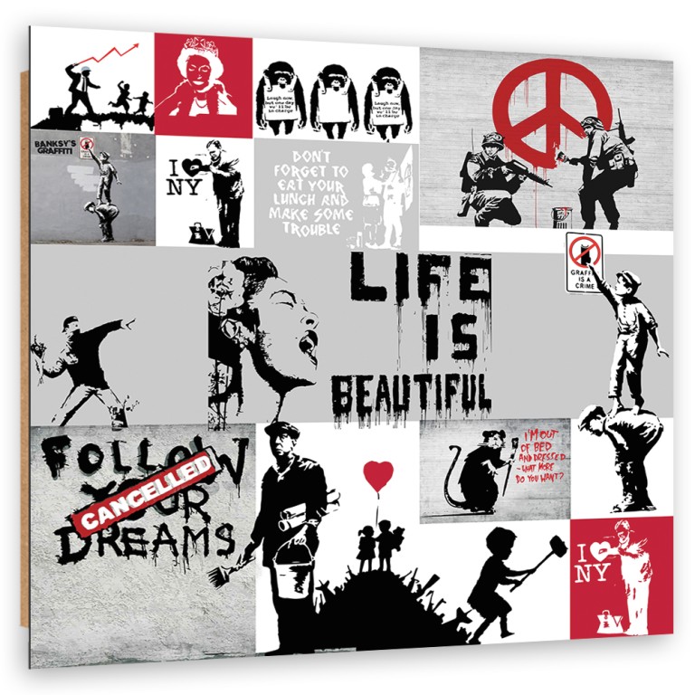 Deco panel print, Banksy graffiti composition